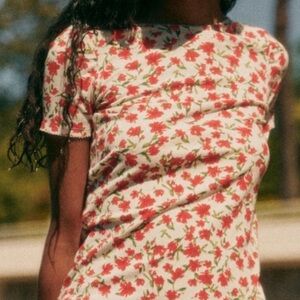 Sézane Dorothy Tee in Coral Flowers